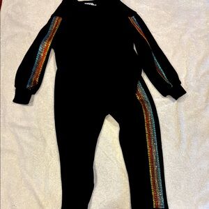 Lola + The Boys Black Set with Rainbow Stripes
